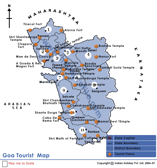 tourist map of goa. goa tourist map