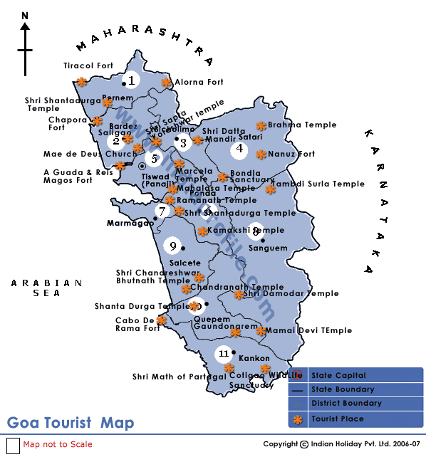 goa tourist map Map Of Goa Beaches. goa tourist map