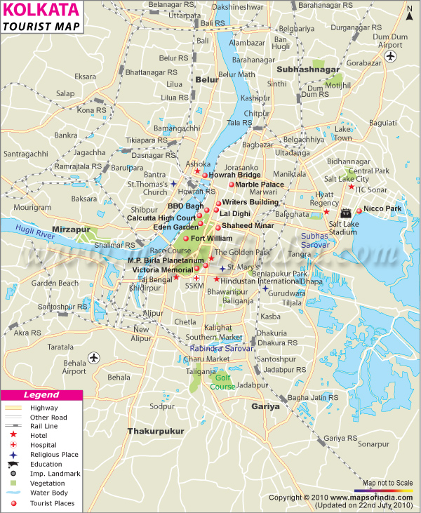 kolkata tourist places in map